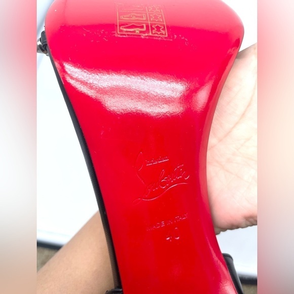 Christian Louboutin So Spike 100 Black Silver Ankle Strap Sandal Heel Pump EU 40 - Picture 11 of 13